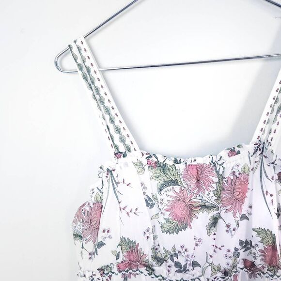 MAX STUDIO NWT White & Pink Floral Botanical Boho Tiered Maxi Dress X-Large - Picture 5 of 10